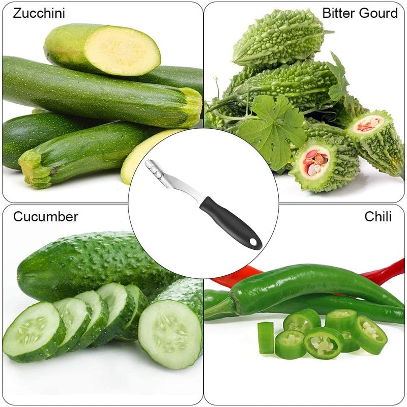 FIOTOK Jalapeno Corer Tool with Serrated Slice and Rubber Handle Easily Seed Remover or Slice off Vegetables tops for Efficient Cooking and Grilling - Image 5